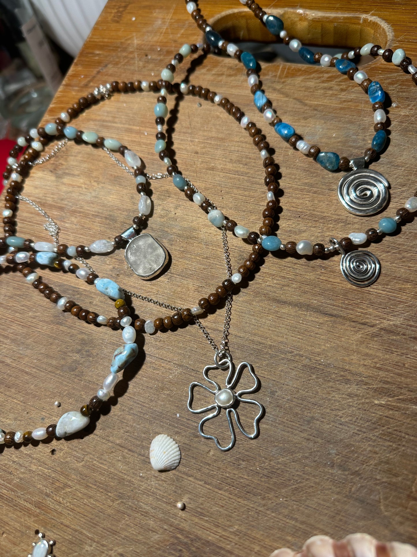Pearl and wooden Necklace