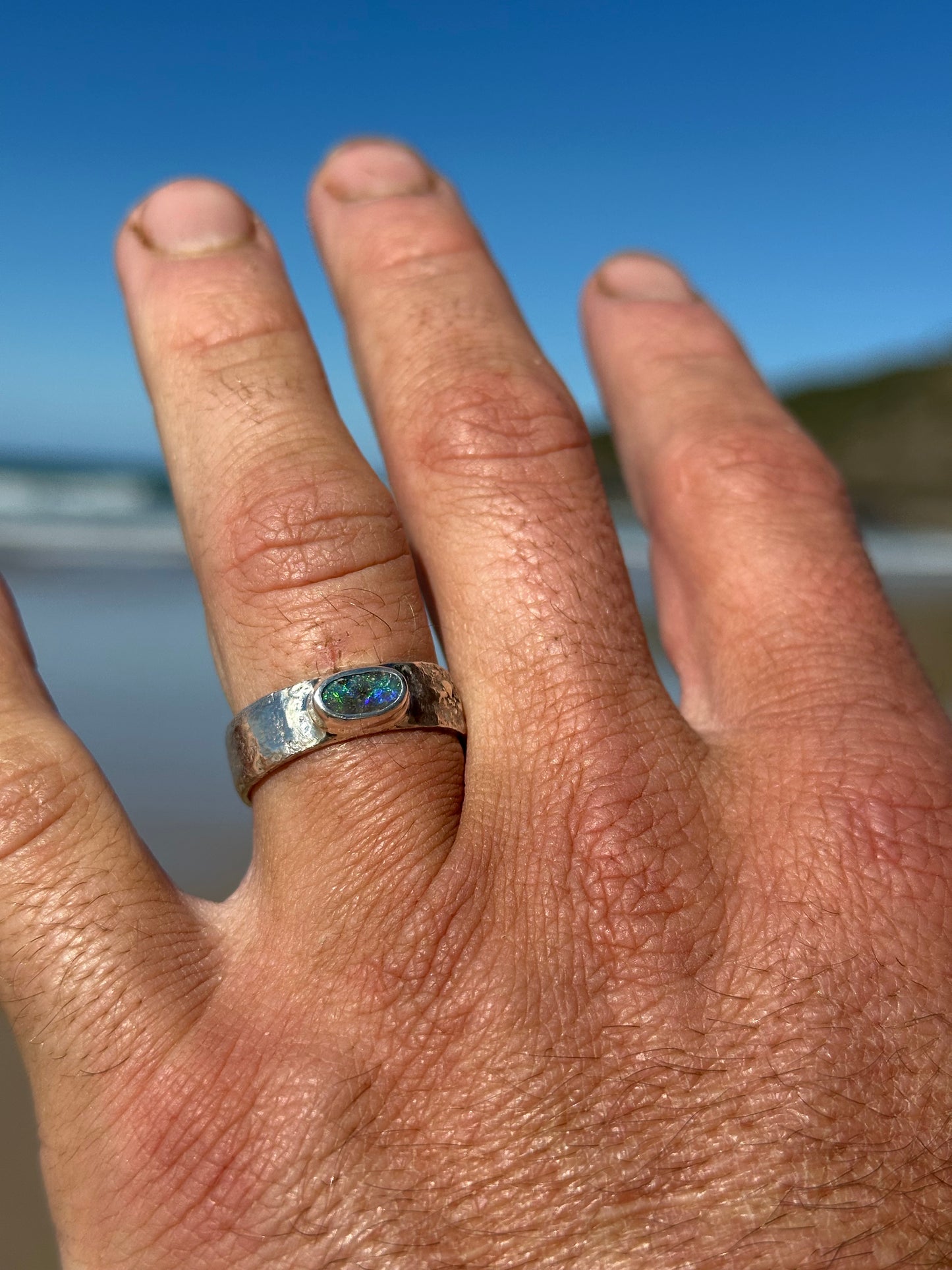 Star gazing opal ring