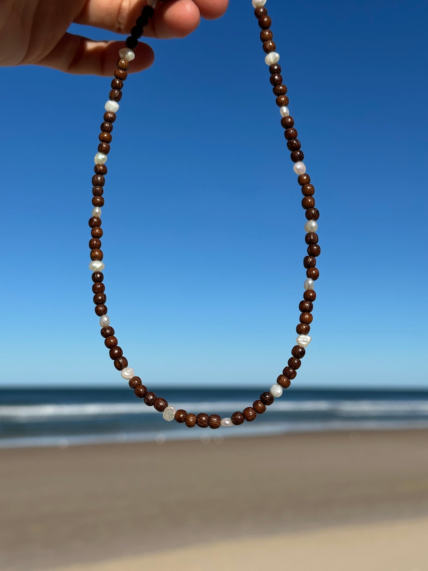 Pearl and wooden Necklace