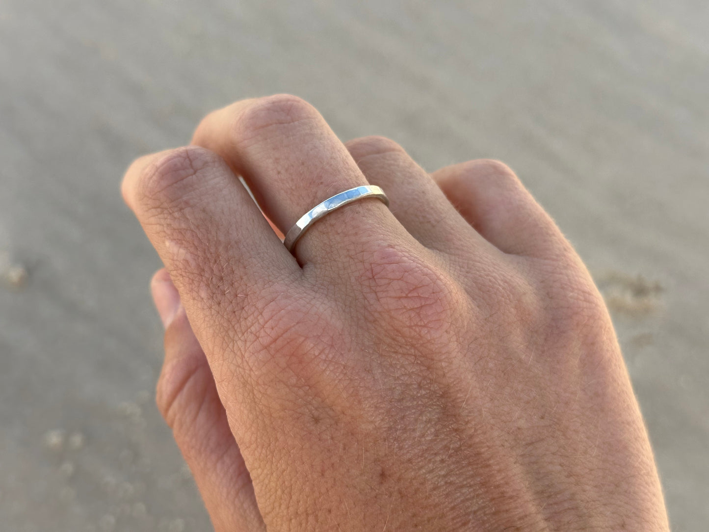 Dainty hammered stacker ring