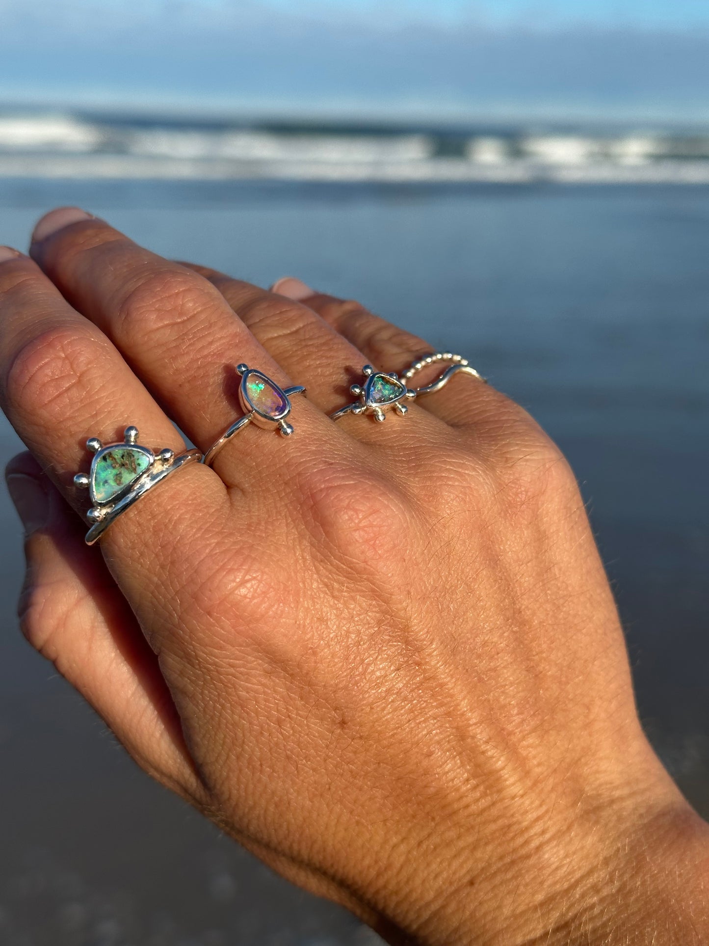Ocean sunrise Opal ring