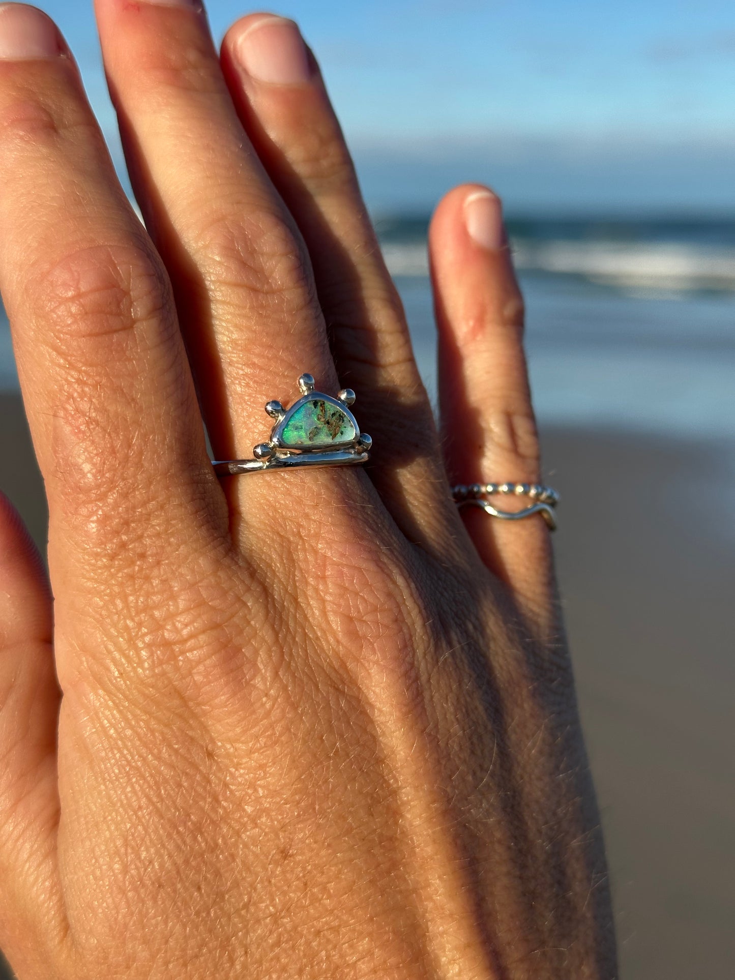 Ocean sunrise Opal ring