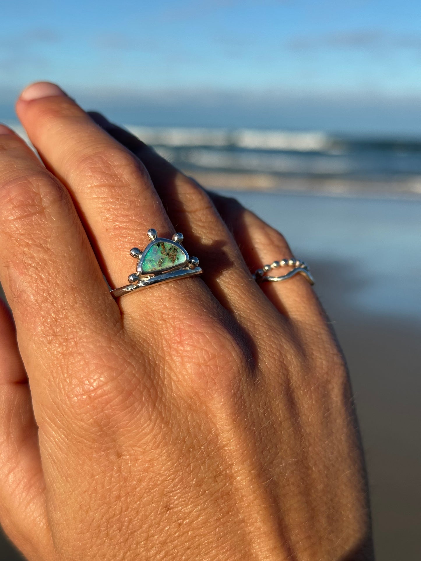 Ocean sunrise Opal ring