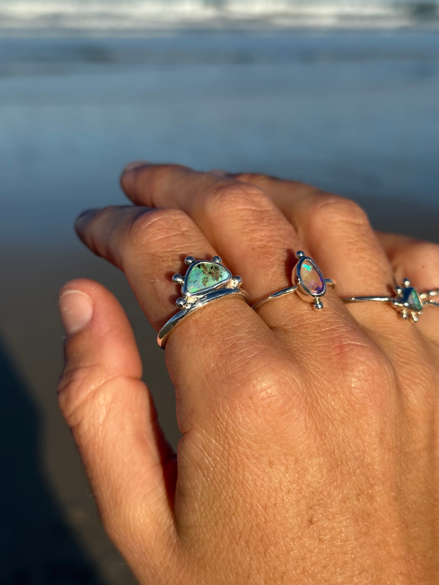 Ocean sunrise Opal ring