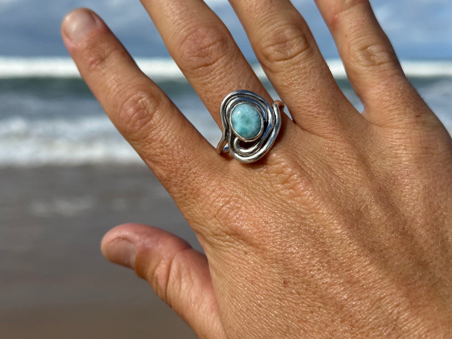 Larimar Ripples ring
