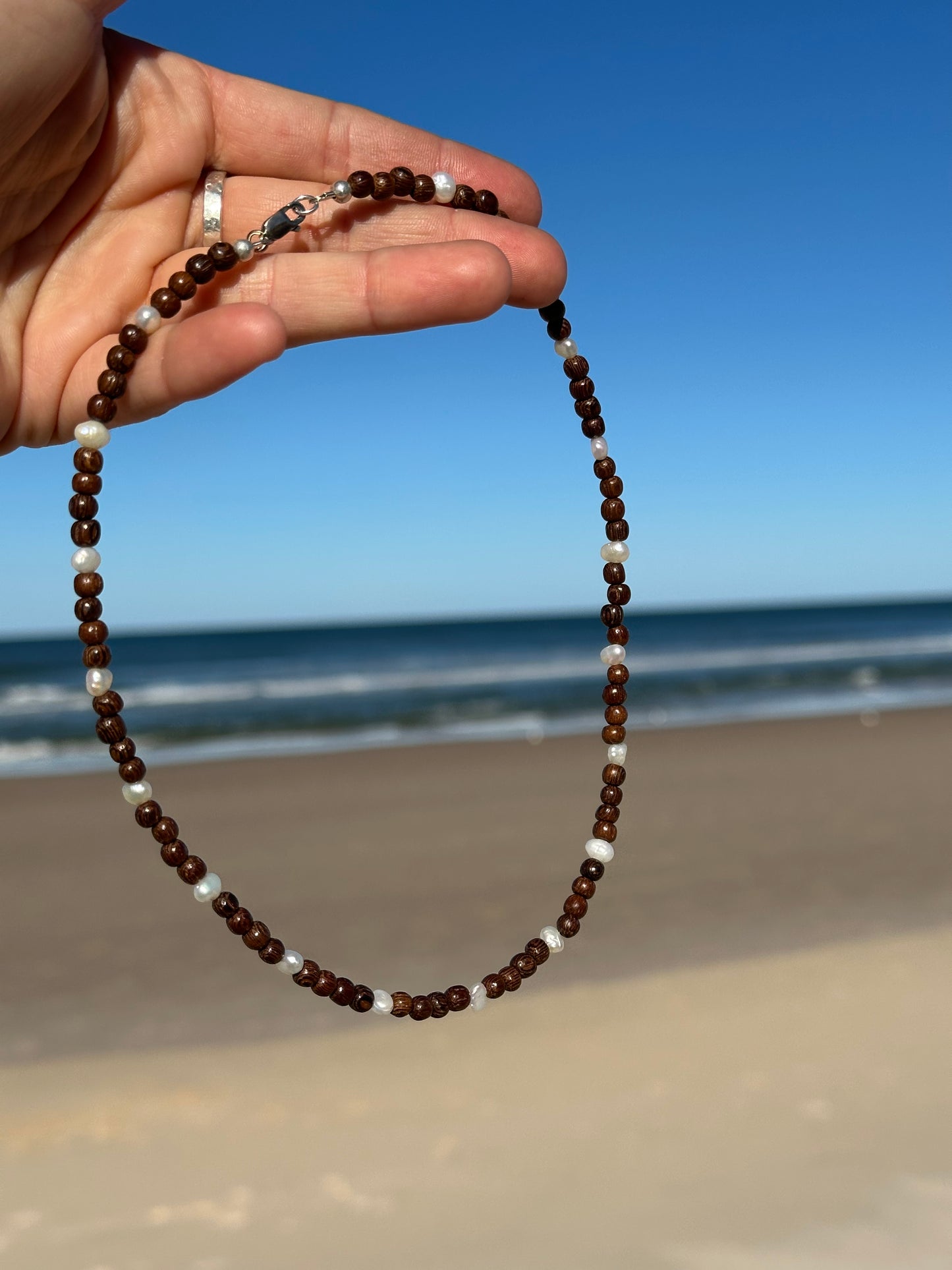 Pearl and wooden Necklace