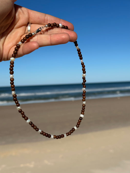 Pearl and wooden Necklace
