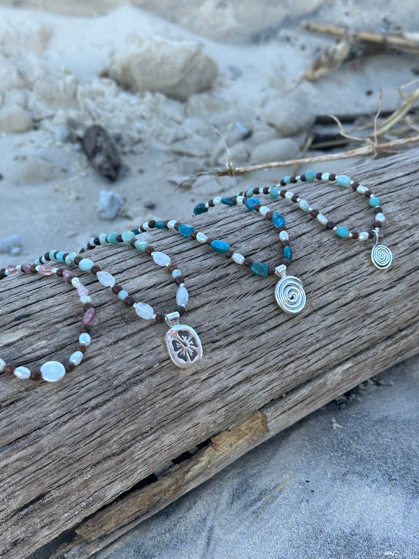 Pearl and strawberry quartz necklace