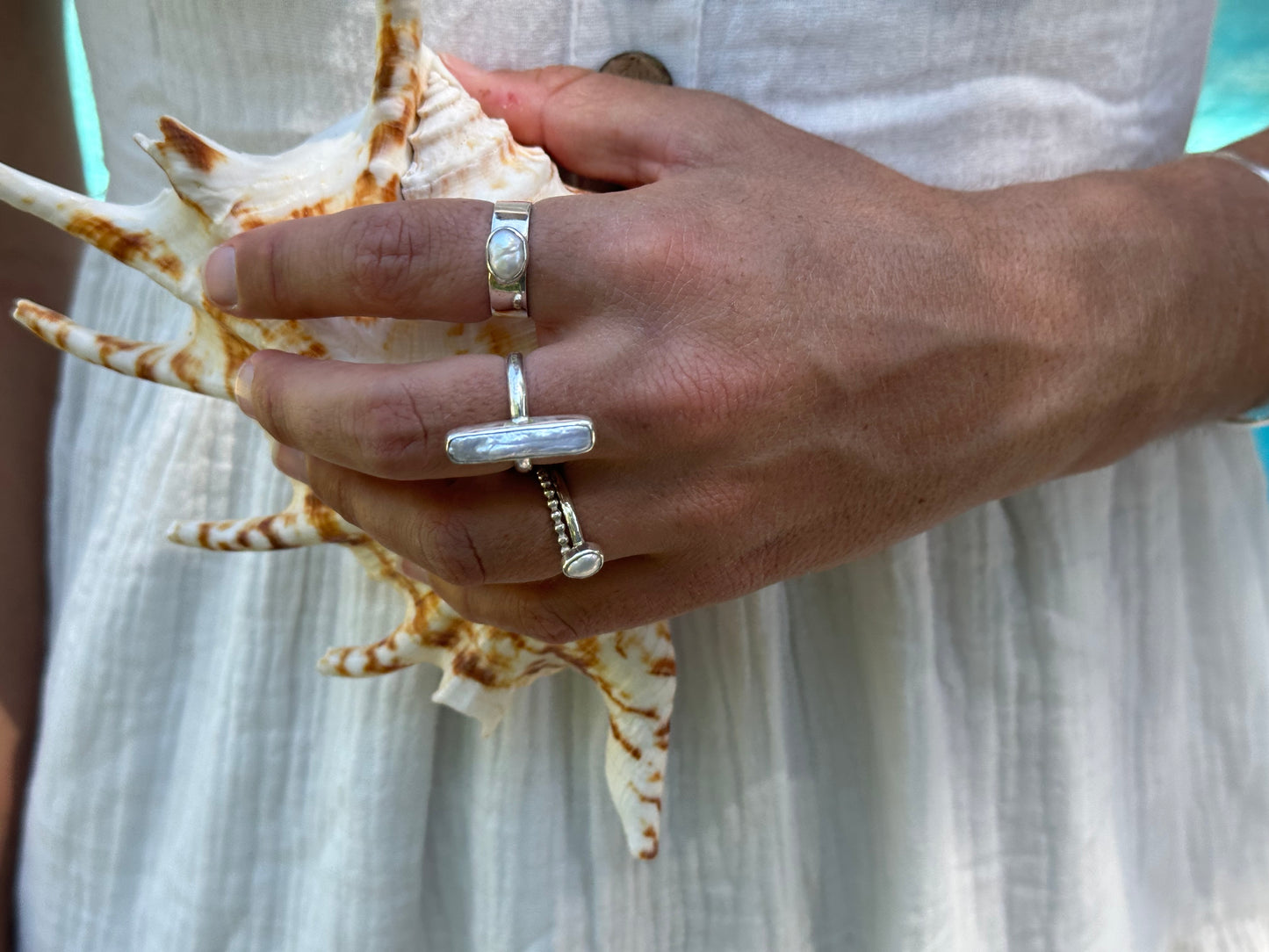 Fresh water pearl ring