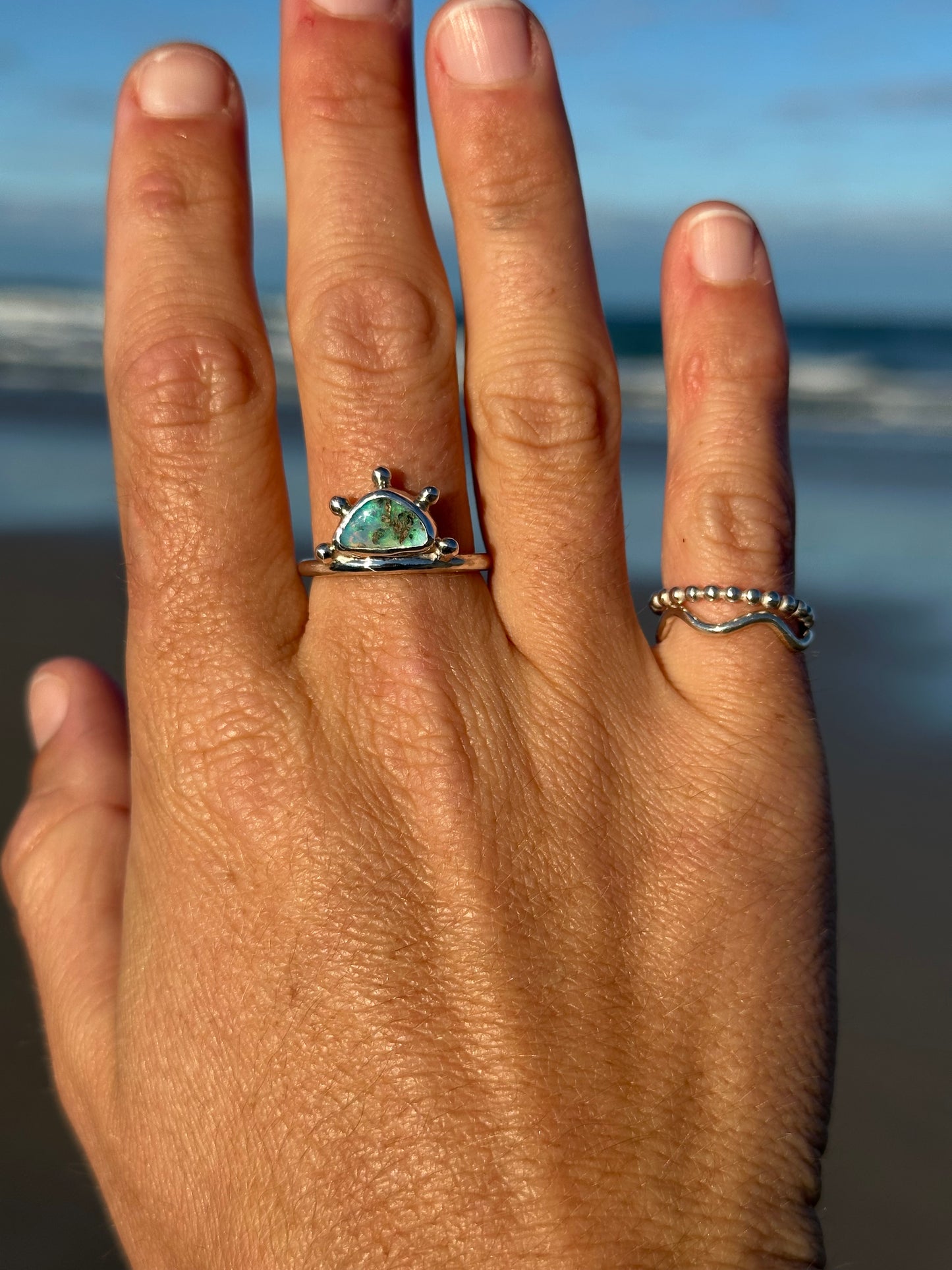 Ocean sunrise Opal ring