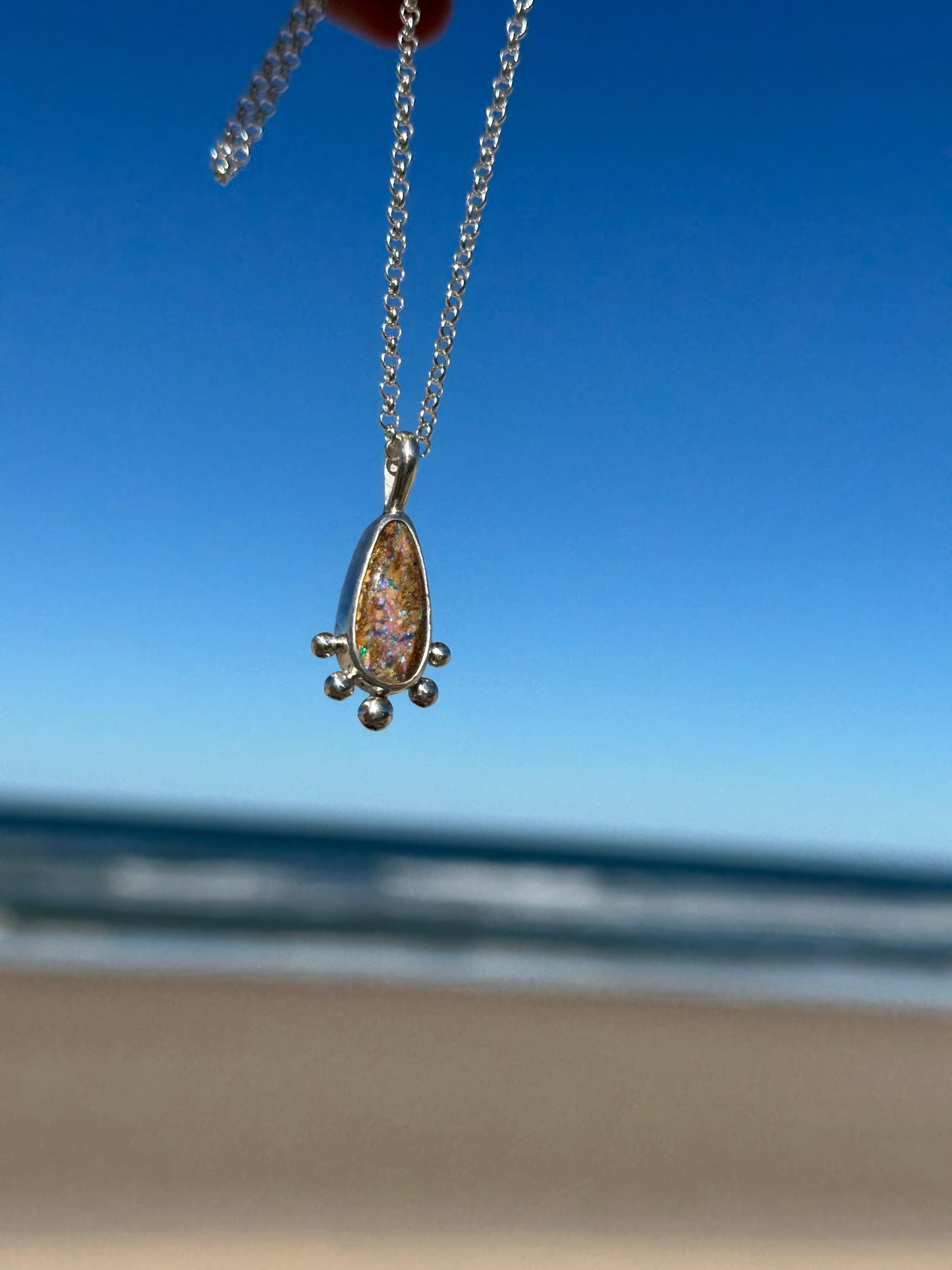 Opal droplet pendant