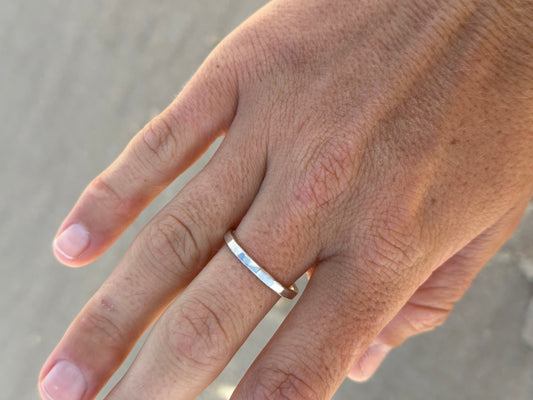 Dainty hammered stacker ring